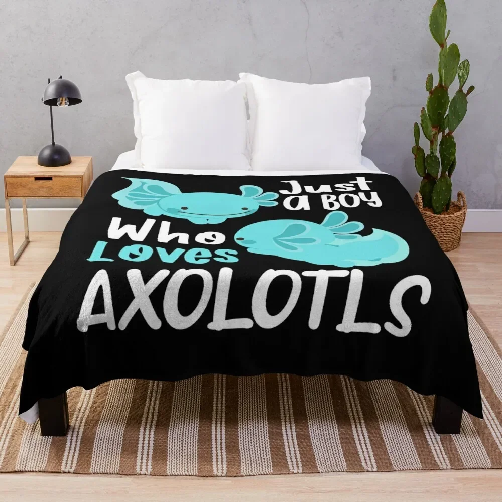 

Axolotl Kawaii , Just a boy who loves Axolotls , I Love Axolotls Throw Blanket Soft Breathable Blanket for Night Sleeping