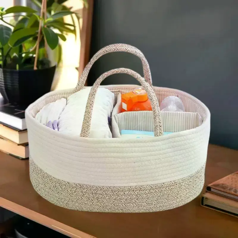حقيبة تنظيم حفاضات الأطفال من القطن المنسوج، حقيبة متعددة الأغراض، سلة وضع الفئة #1