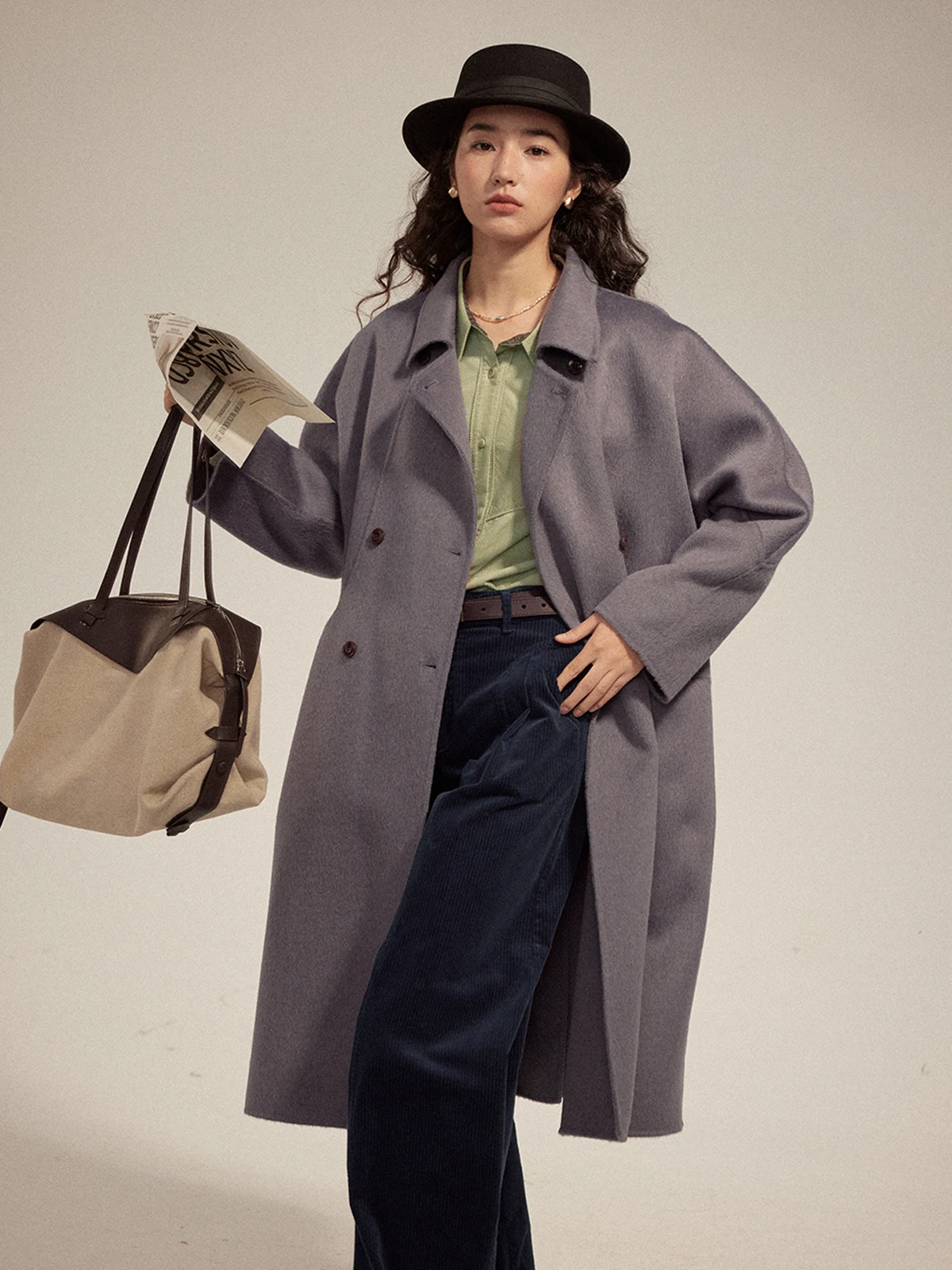 

Женское двубортное пальто Solighter из 100% австралийской шерсти, осенне-зимнее, с отложным воротником, в стиле ретро, с длинными рукавами