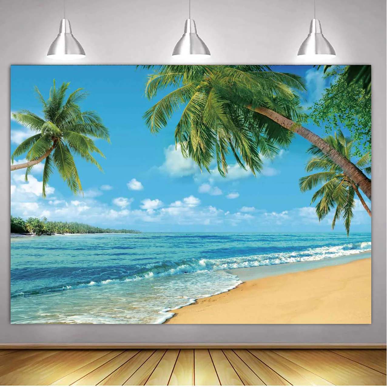 Tropical Ocean Beach Backdrop Summer Seaside Palm Tree Baby Birthday Travel Holiday Party Photography Background Photo Studio