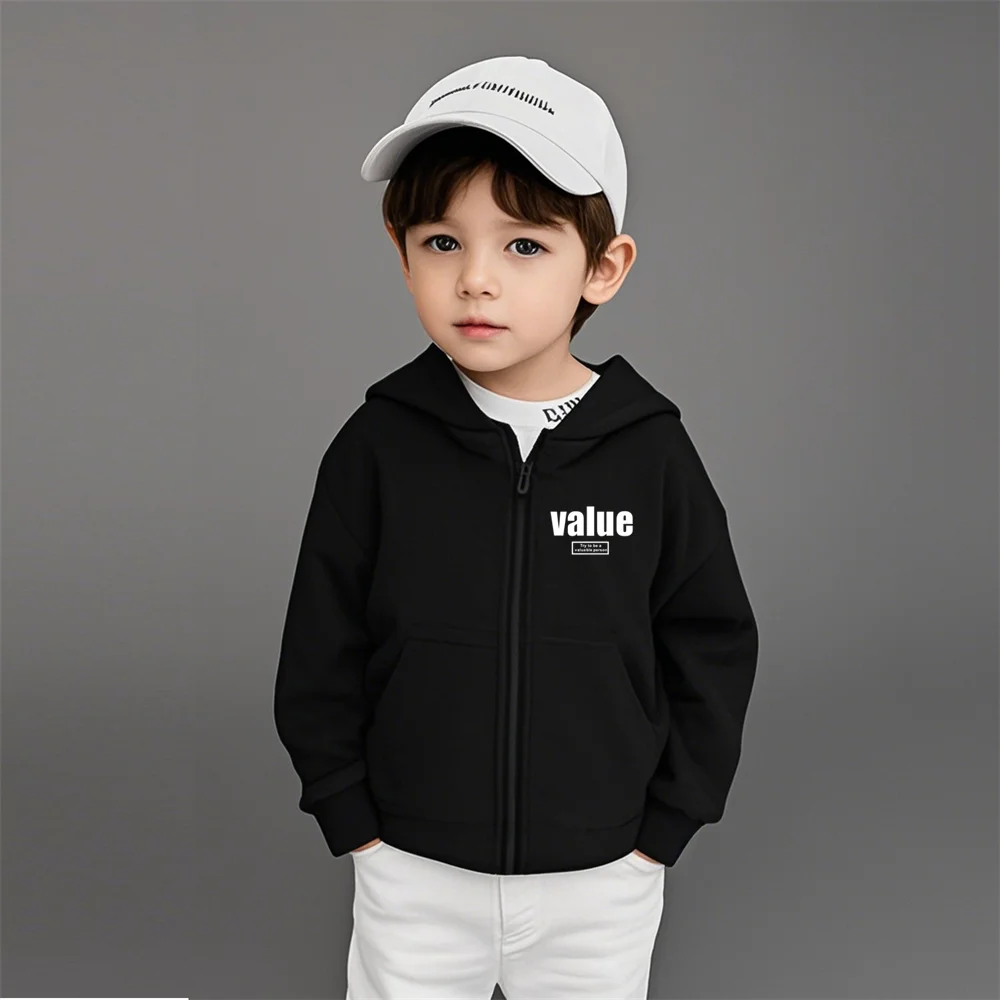 Kids Letter Print Hoodie Clothes Teenager Boys Zipper Jacket Children Pullover Sweatshirt Spring Autumn Hoody Coat