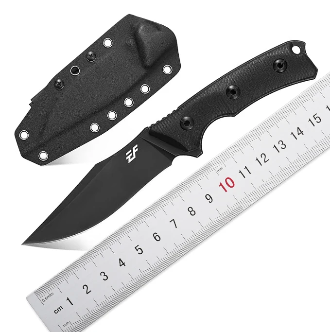 Eafengrow EF124 coltello a lama fissa 14 c28n lama in acciaio, manico bicolore G10 per lavorare in campeggio caccia sopravvivenza con guaina Kydex
