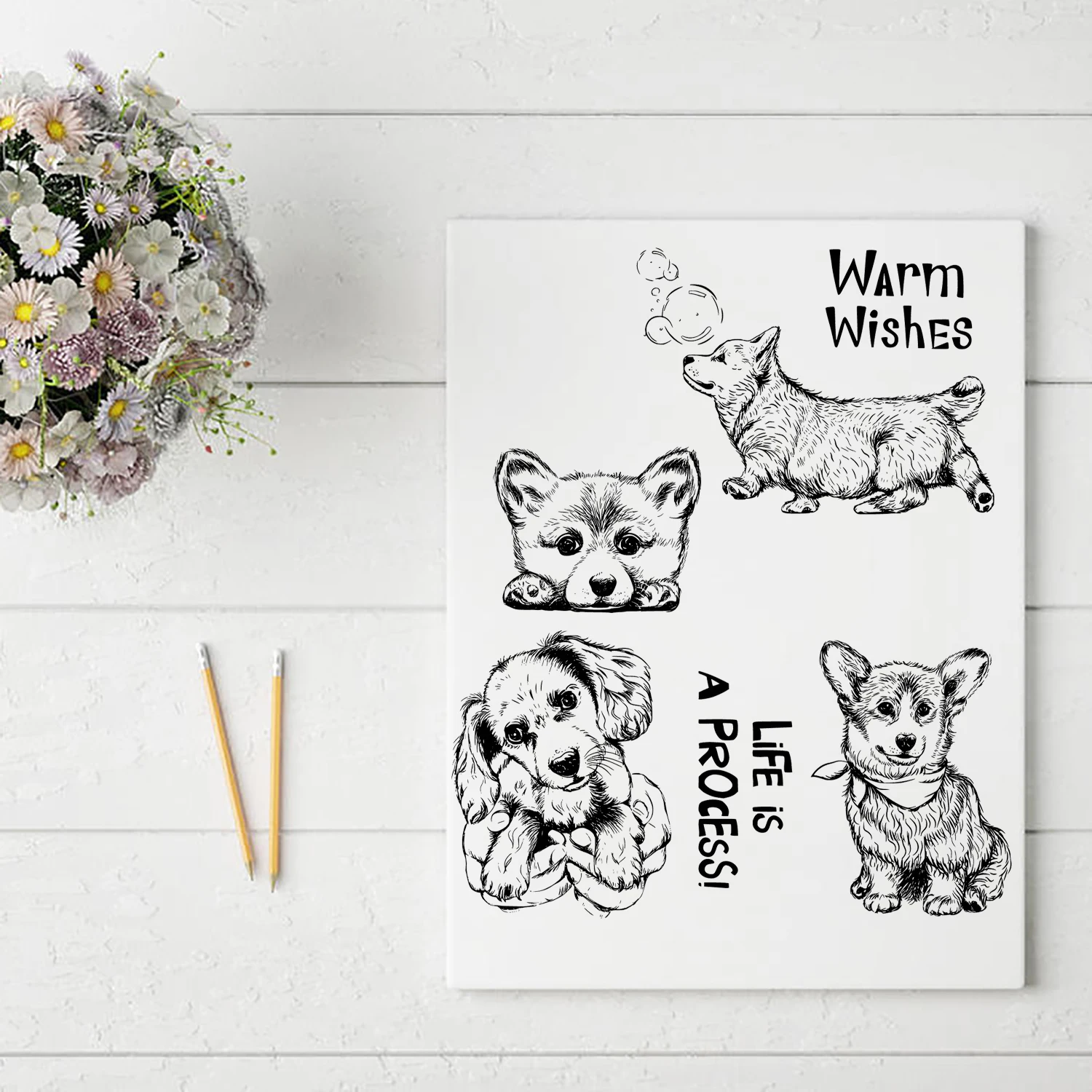 Hand Drawn Cartoon Cats and Dogs Clear Stamps and Cutting Dies For DIY Scrapbooking/Card Making/Album Decorative Fun Crafts NEW