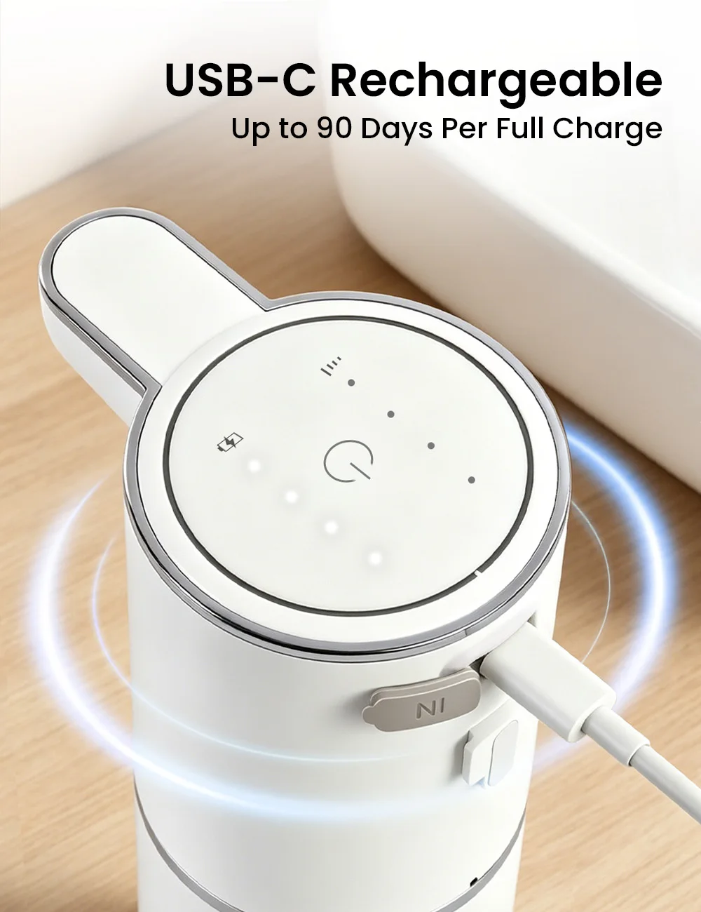 380ML Capacity Light Display 4-Gears Adjustable Foam/Liquid Modes Intelligent Automatic Sense Soap Dispenser Hand Sanitizer Pump view 4