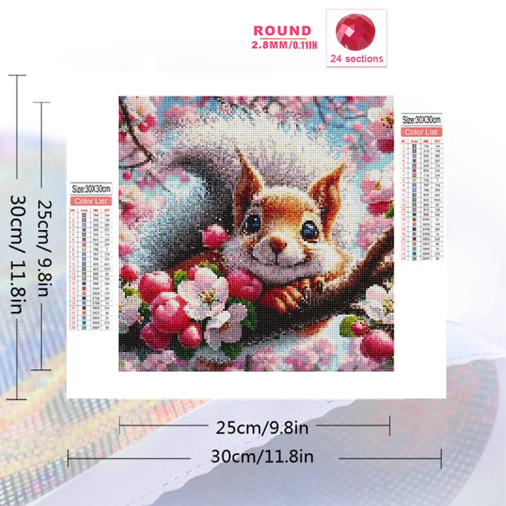 Evershine Squirrel Diamond Painting Animal New Arrival Full Square Round Diamond Mosaic Flower DIY Picture Rhinestones Wall Art