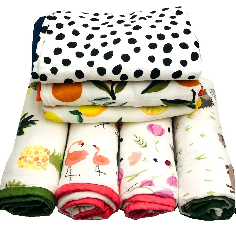 

Four layers 100% Cotton Soft Baby Muslin Blanket Lightweight Breathable Swaddling Receiving Blanket for Newborn Infant Perfect