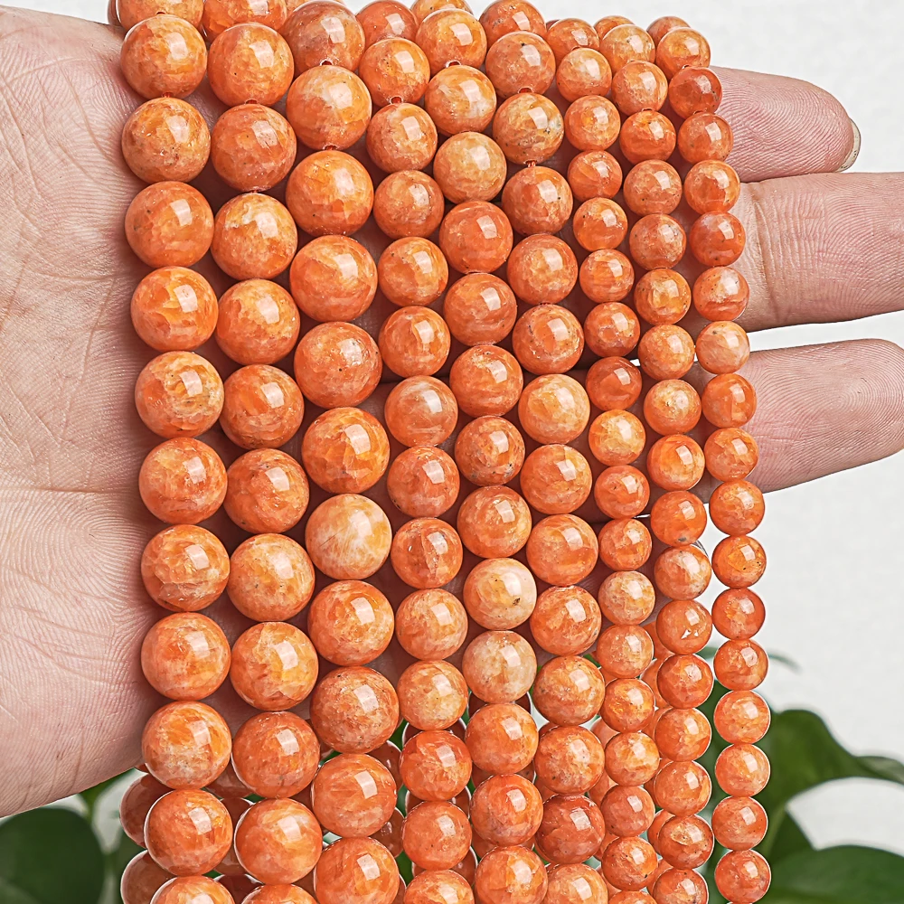 6/8/10mm Natural Orange Calcite Loose Stone Beads Round Gemstone Beads Charms For Bracelet Necklace DIY Accessories