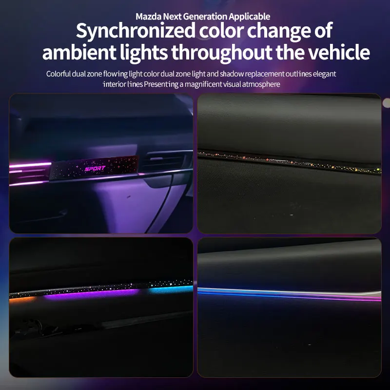 مازدا 3Axela 2020-2022 السيارات LED جو مصباح 64 لون LED قطاع جديد 12 فولت البيئة ضوء مجموعة زر التحكم المقابض الزخرفية