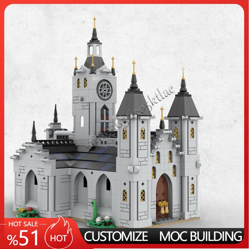 1445 ELEMENTÓW Popularny MOC Średniowieczny Model Kościoła do Samodzielnego Montażu, Klocki Edukacyjne DIY, Zabawki dla Dzieci, Prezent Niespodzianka