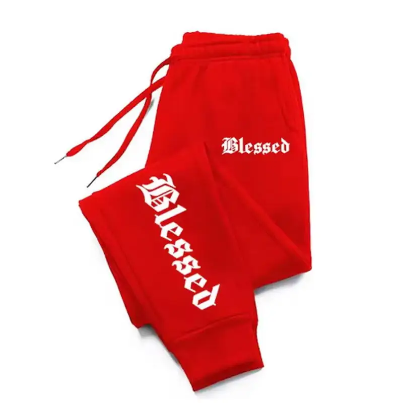 رسالة نعمة مطبوعة الرجال والنساء ملابس رياضية طماق ملابس رياضية الرجال الرباط Y2K السراويل الركض Sweatpants