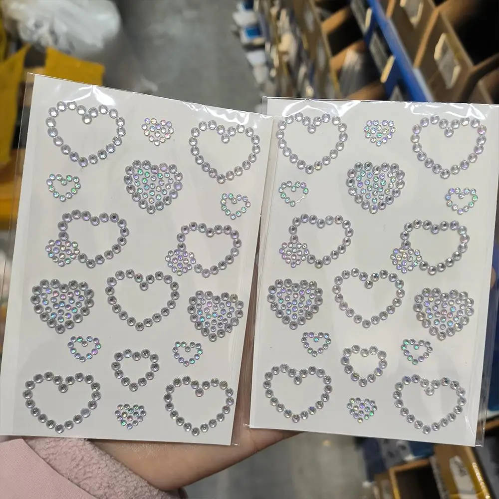 

1Pcs Aurora Love-Heart Rhinestone Tattoo Stickers Shiny Hollow-Out Love Gems Face Decorations DIY Eye/Body Makeup Jewels Tattoos