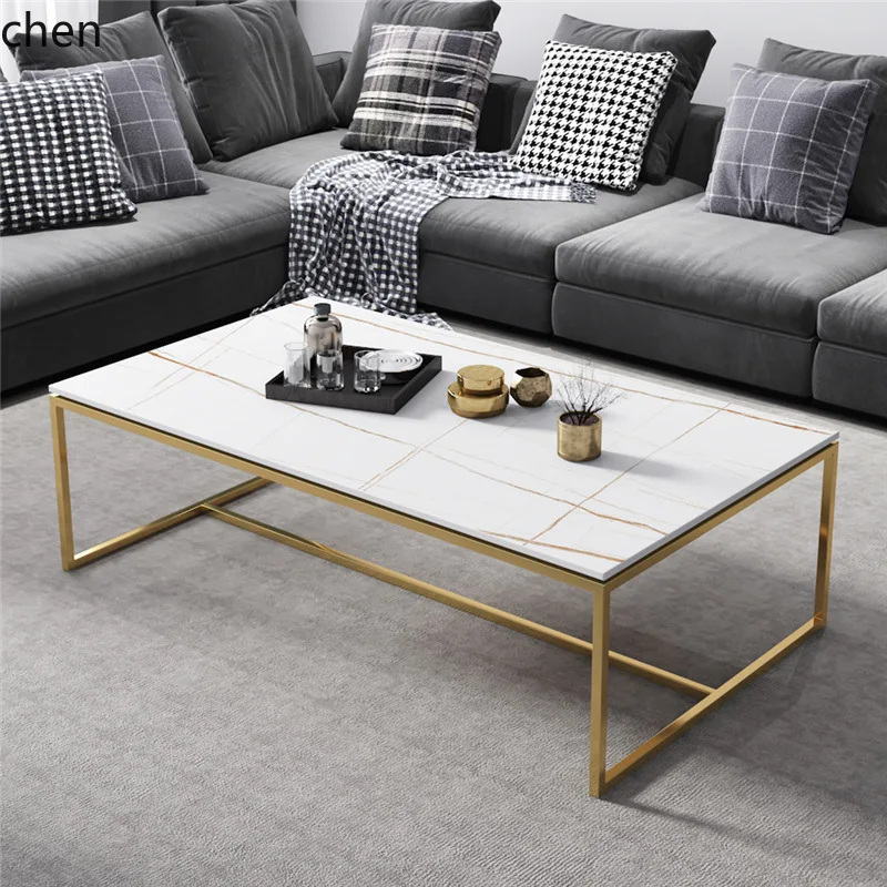 

HYS Slab Coffee Table for Home Modern Minimalist Marble Tea Table Small Apartment Living Room Rectangular Small Table