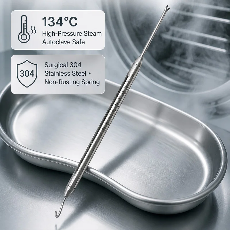 VV Autoclavable 304 Stainless Steel Orthodontic Force Gauge Dual End Push Pull Dynamometer Tension Meter for Elastics & Springs