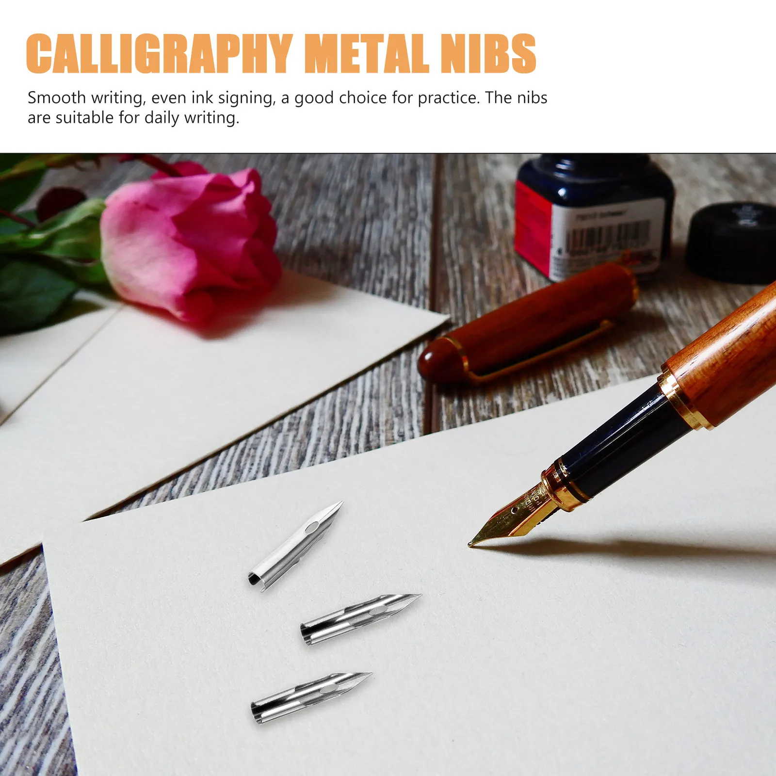 30pcs Universal Calligraphy Pen Nibs for Fountain Pens – Fine Tip Metal Nibs, Smooth Writing & Even Ink Flow