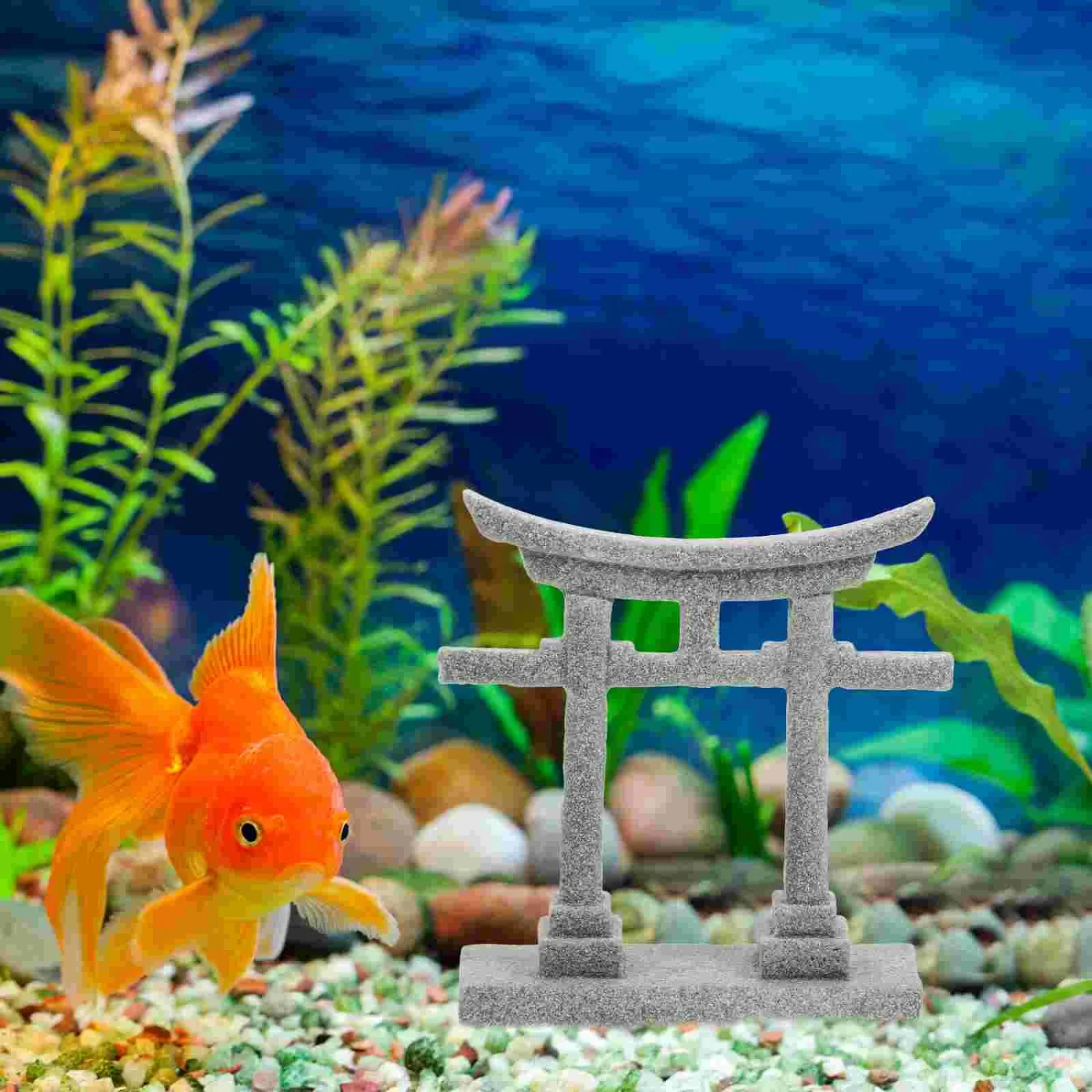 S/L Aquarium Decor Japanese Torii Gate Miniature Ornament Fish Tank Garden Shrine Shinto Landscape Sandstone Micro Decoration