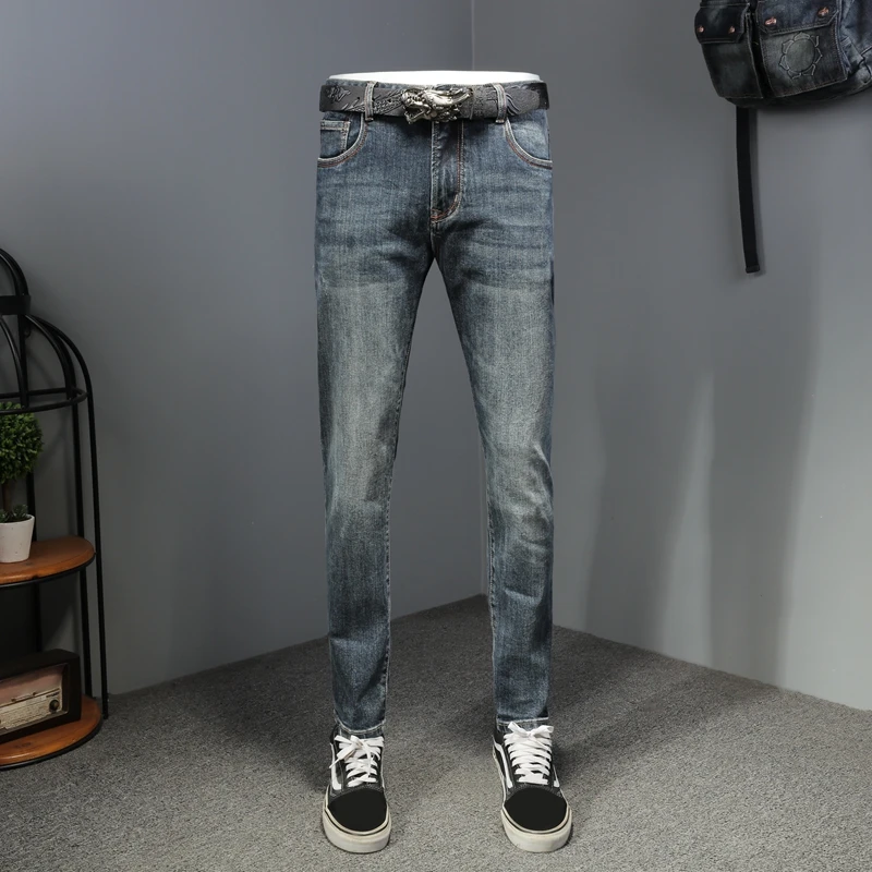 

Retro Colored Straight Leg Slim Fit Men's Jeans Faionable Casual Wear Resistant Wear Spring Season mid Waist Zipper Closure