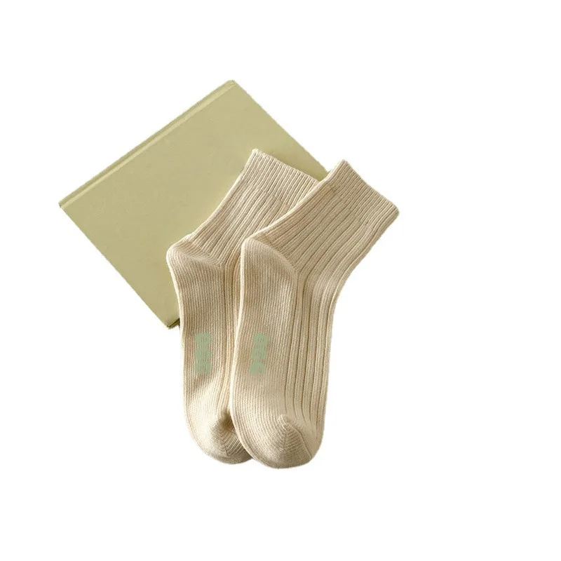 Calcetines de algodón transpirables para mujer, medias de tubo medio, absorbentes de sudor, versátiles, japonesas, color caramelo, venta al por mayor