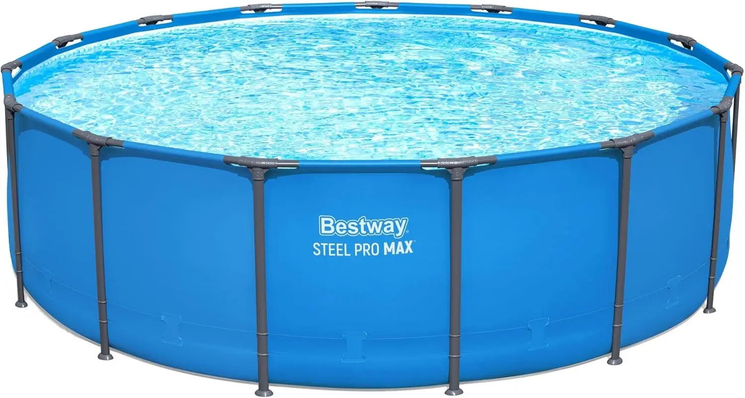 Piscina Elevada Steel Pro MAX de 15' x 48", Piscina Redonda con Marco Metálico para Exteriores, para Jardín, Azul, SOLO PISCINA