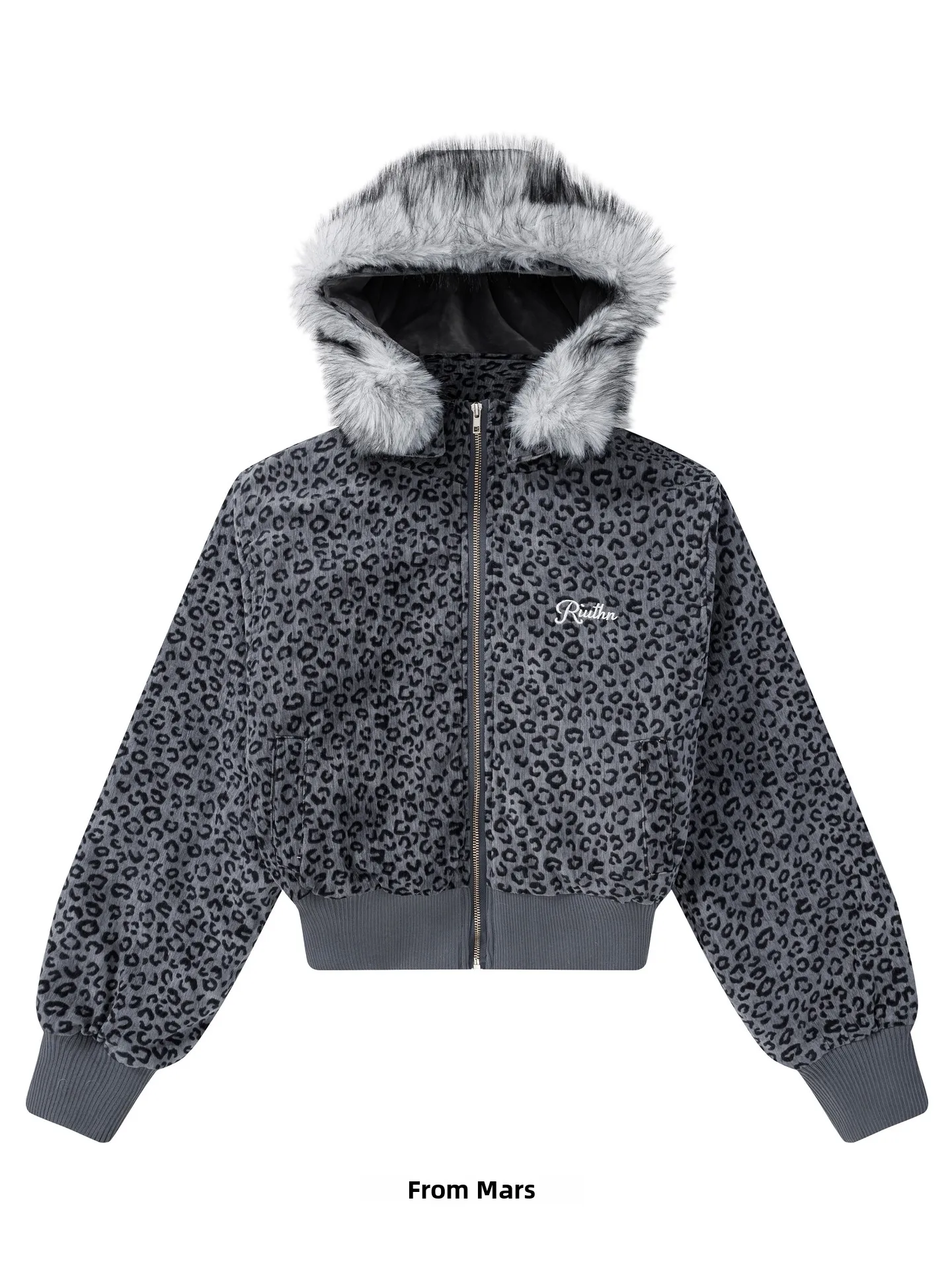 

Утепленная флисовая куртка с капюшоном и отделкой из овечьего меха, короткая хлопковая куртка для женщин, уличный стиль, приталенный крой, теплая, с эффектом памяти, American Leopa...