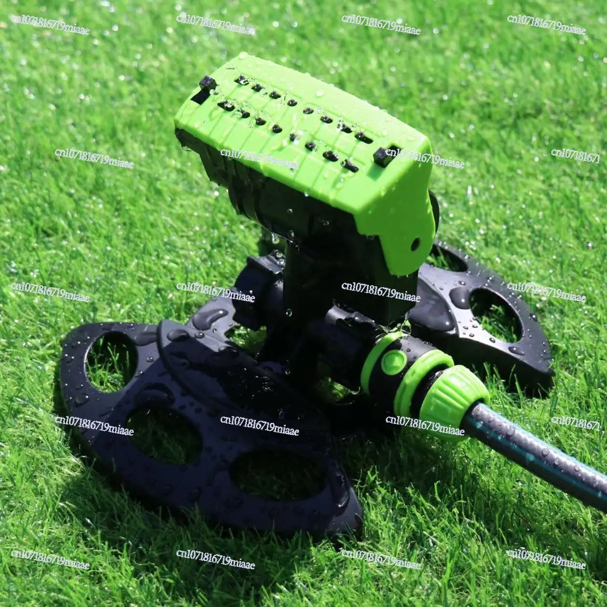 Swing sprinkler, turret water flow, automatic rotating flower watering irrigation