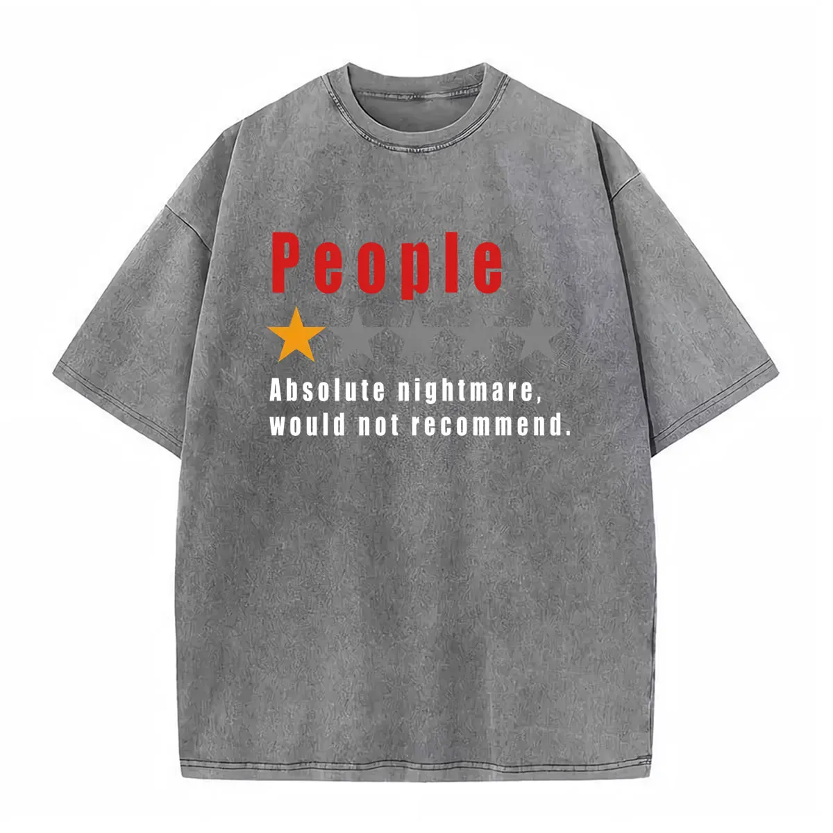 People One Star Absolute Nightmare Would Not Recommend T Shirts Men's Women Vintage Washed Cotton T-shirt Short Sleeve Tee Shirt