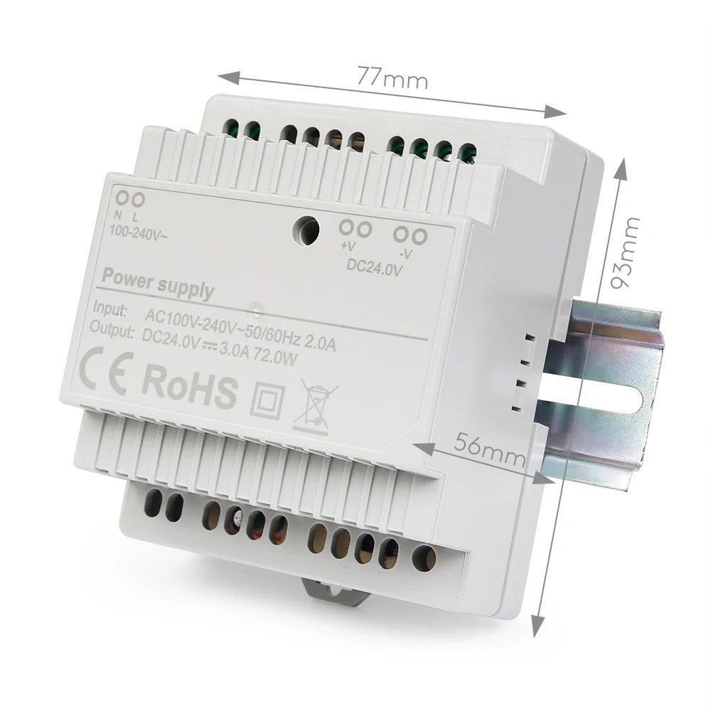 HOMSECUR 24V 3A Din Rail Power Supply For HDK 2 Wire Video Doorphone Intercom