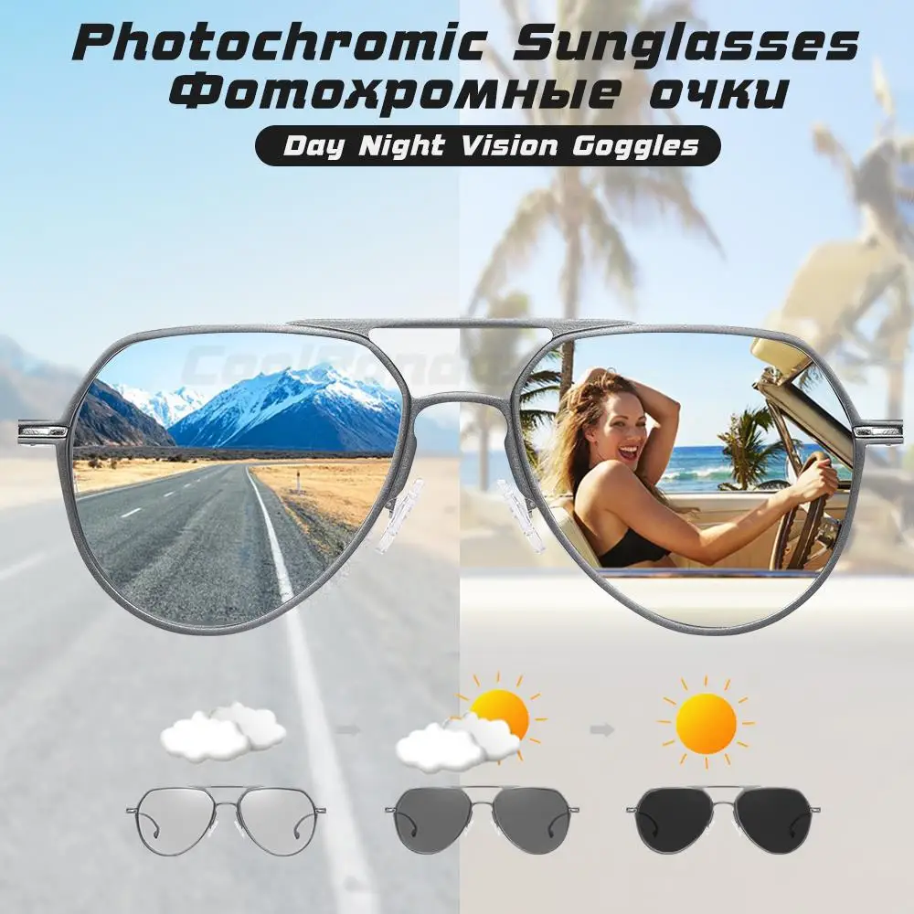 CoolPandas Hohe Qualität Aluminium Photochrome Sonnenbrille Für Männer Frauen Polarisierte Chameleon Linsen Brillen Fahren Pilot Gläser – Detail 1