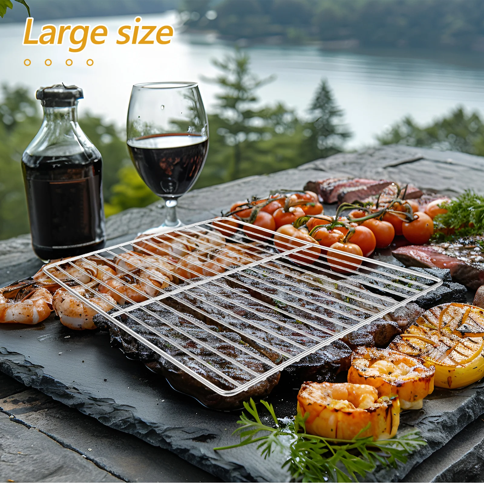 

Stainless Steel Bbq Grill Net Non-Stick Heat Resistant Barbecue Mesh Outdoor Grill Grate Multi-Purpose Cooking Grid Grates