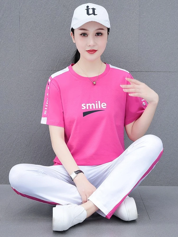 Tracksuits Ladies 2022 Summer New Women Clothing Summer Fashion Casual Sportswear Suit Shuffle Dance Square Dance Two-piece Set