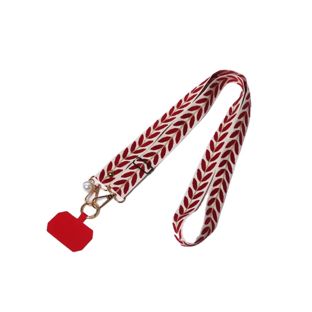 

Регулируемый ремешок для телефона через плечо с жемчужной подвеской, широкий тканевый длинный ремешок для телефона, подвесные аксессуары для телефона на шею