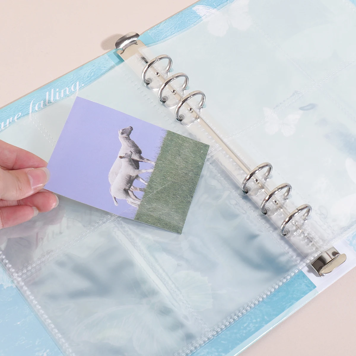 1 pc photo album loose-leaf sleeve, spiral-bound, beautifully portable and decorative, suitable for collecting photos and cards