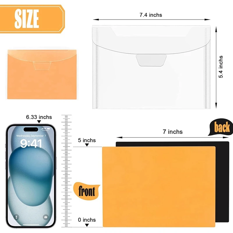 Bolsa de almacenamiento de sellos y troqueles de 16 piezas, juego de almacenamiento de troqueles magnéticos para corte, álbum de recortes, almacenamiento de troqueles artesanales, naranja