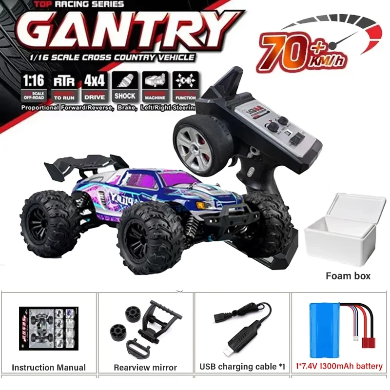 WLtoys 16101 Pro 1:16 75KM/H 4WD RC Car With LED Light 2.4G Remote Control Cars High Speed Drift Monster Truck for Children Gift