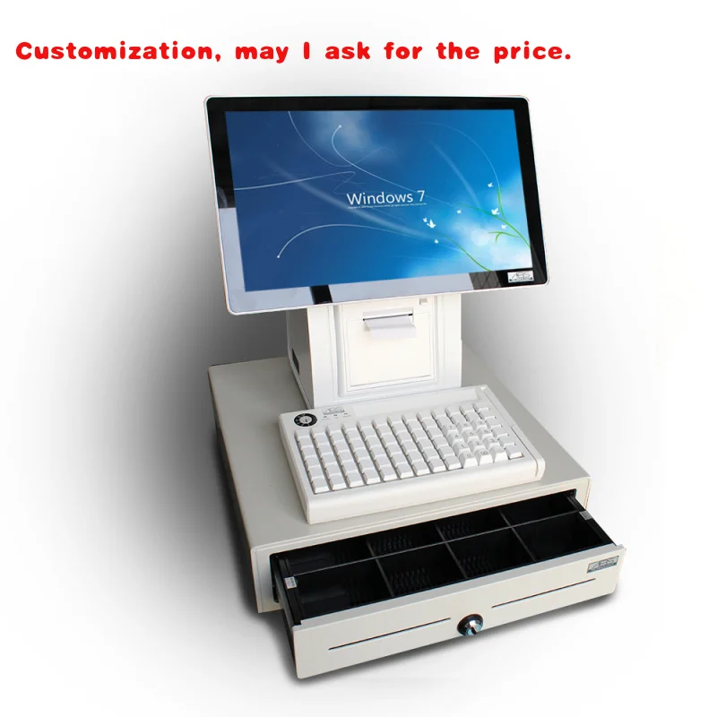 custom.Best-Selling White Double Screen Cash Register POS System with Screen Supermarket Supermarket Point of Sale Softwar