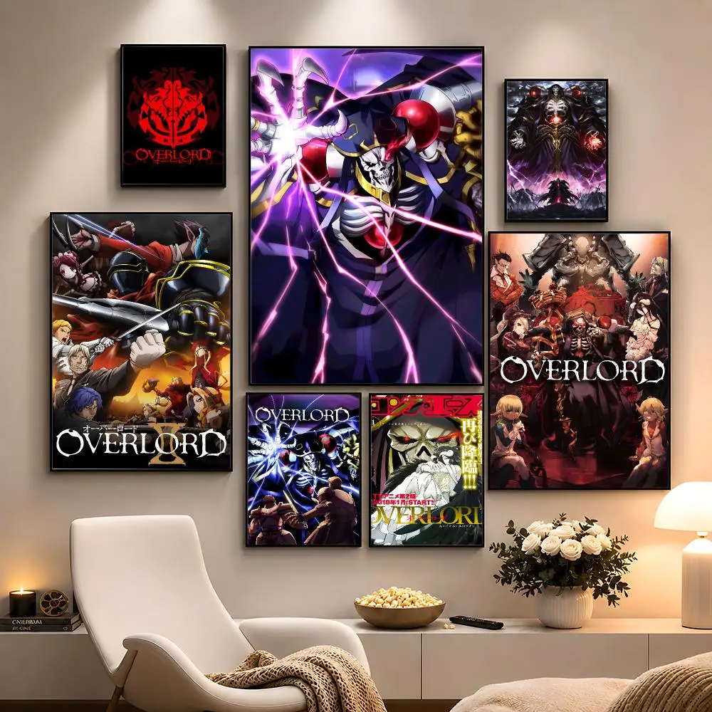 Anime O-Overlord Ainz Ooal Gown Dark Fantasy Poster Peel And Stick Wall Art PP Waterproof HD Bedroom Living Room Home Decor Gift