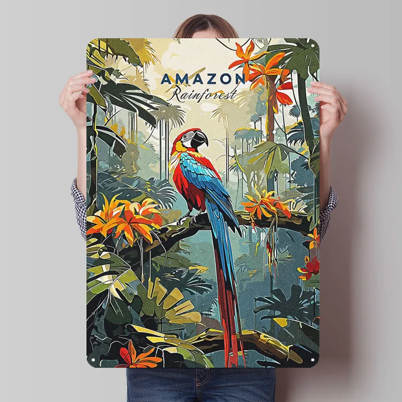 الأمازون الغابات المطيرة السفر صفيح علامات المشهد ملصق جدار ديكور علامة معدنية مخصصة للجدار الفن الديكور القهوة بار الرجعية #1
