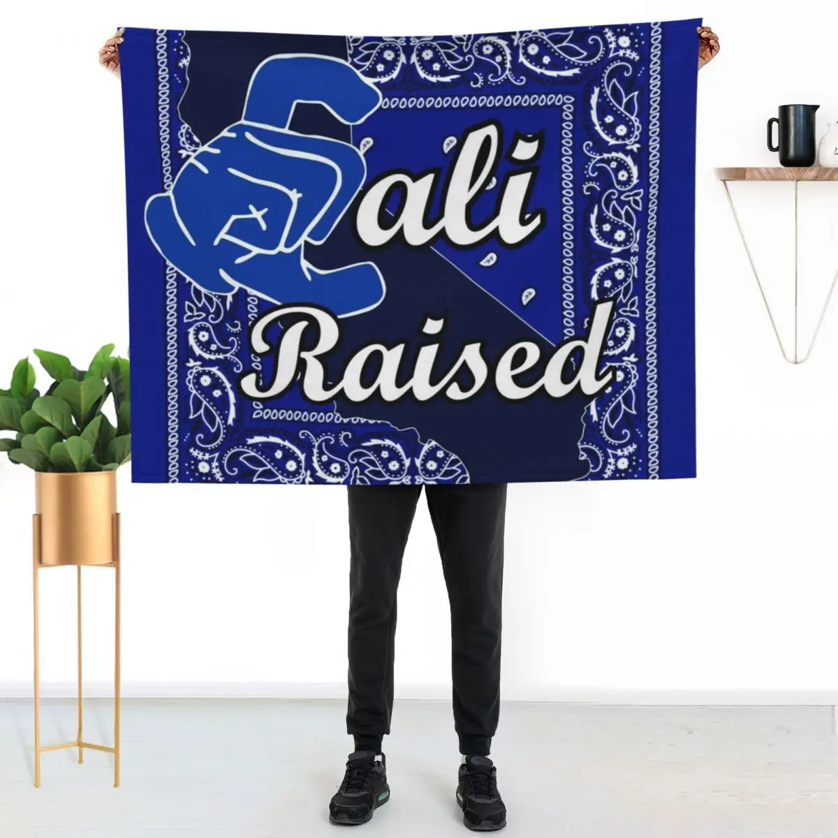 Cali Raised Blue Bandana Throw Blanket Sofa Travel bed plaid Thin Stuffeds For Baby Blankets