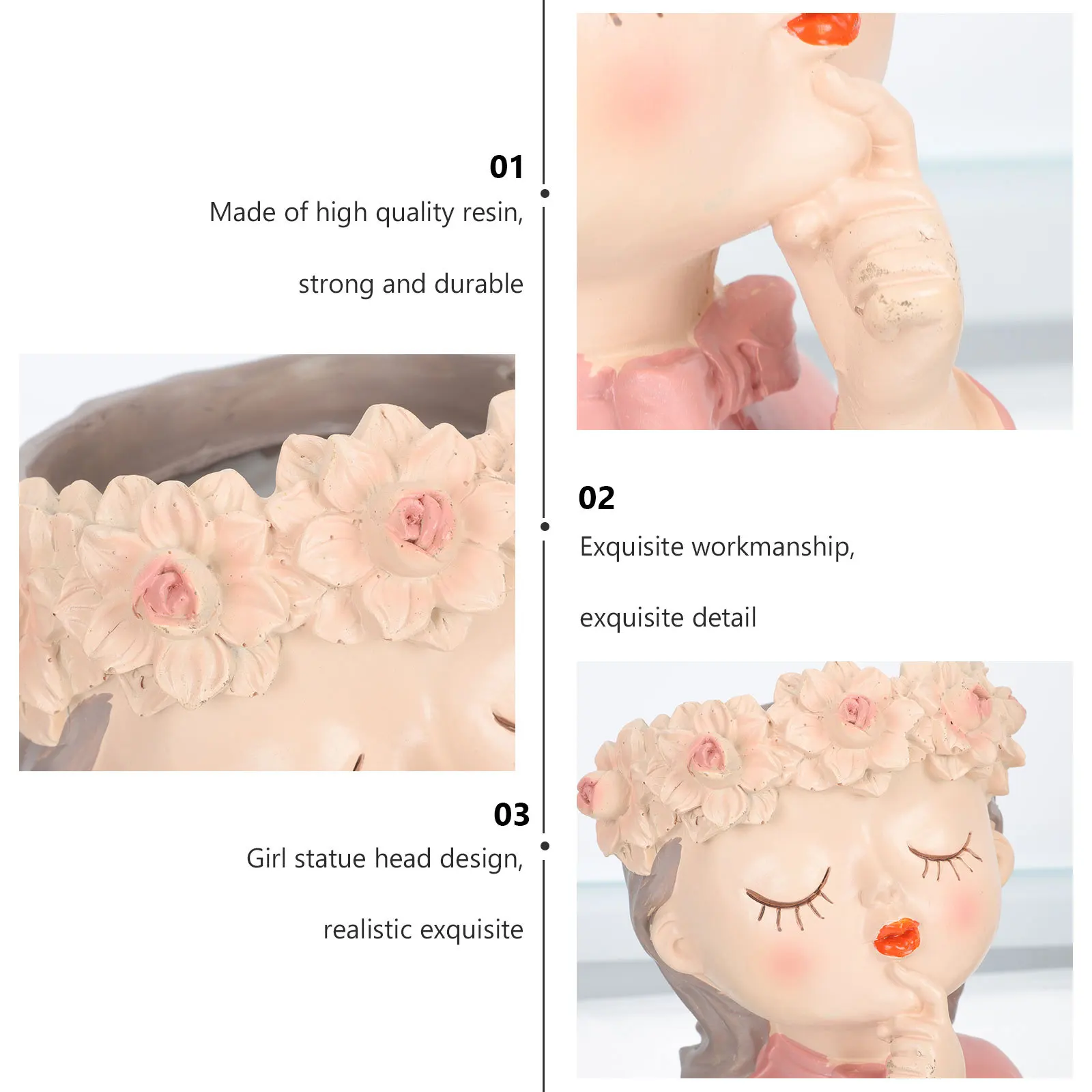 

Adorable Resin Flower Container Shape Planter for Real Artificial Plants Home Office Garden Decor Figurine Flower Pot