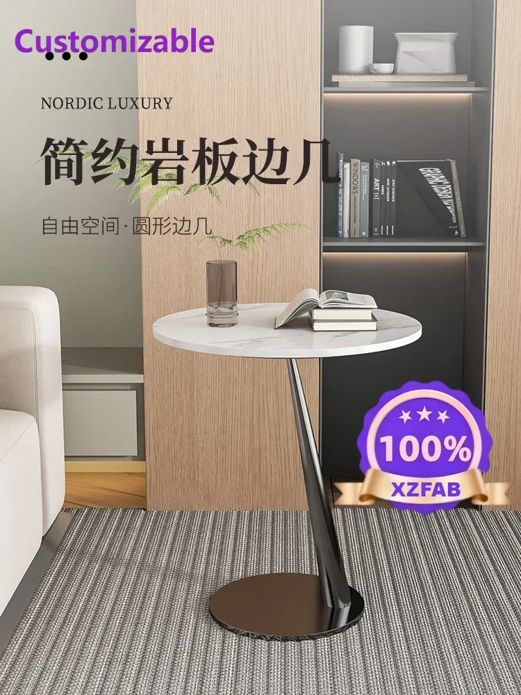 Factory Direct 2026 Italian minimalist rock slab edge table sofa living room sofa minimalist coffee table balcony small round ta
