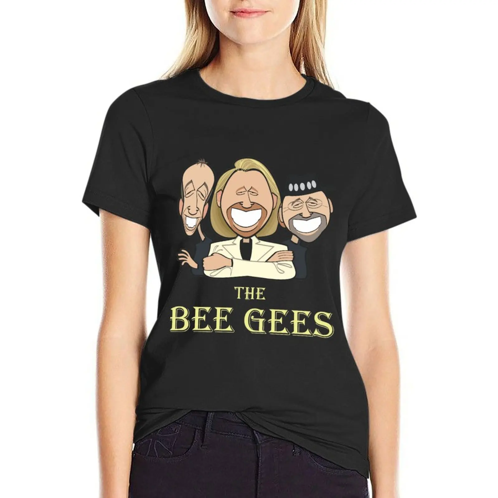 

Retro Bee Tees Gees Cartoons FanArt T-Shirt animal print blanks funnys anime Women's tee shirt