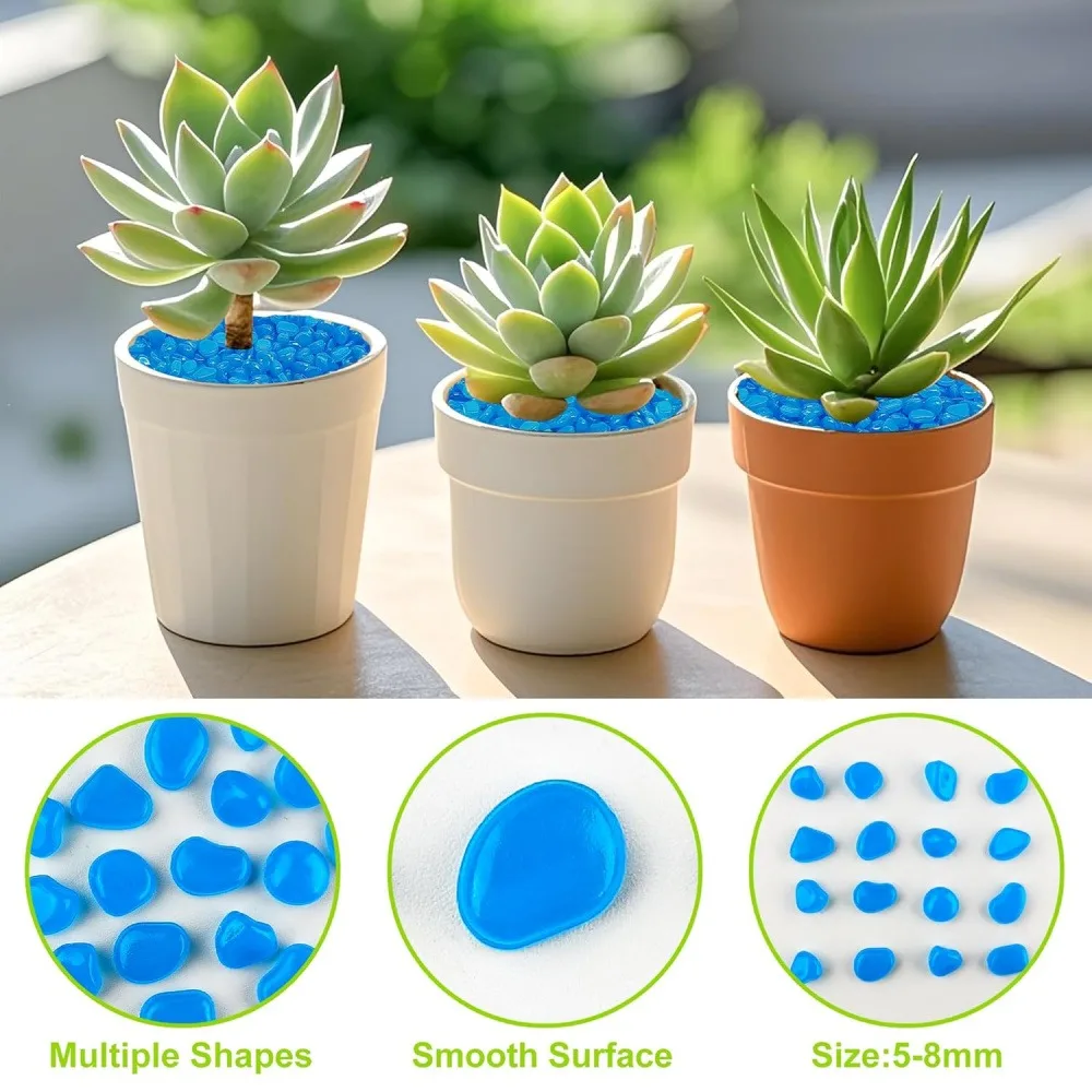 100 Pcs Mini 1cm Blue Luminous Pebbles, Glow in The Dark Artificial Decorative Stones, Rechargeable Fluorescent Rocks for Vase Filler, Plant Pot Aquarium Garden Walkway DIY Craft Decor