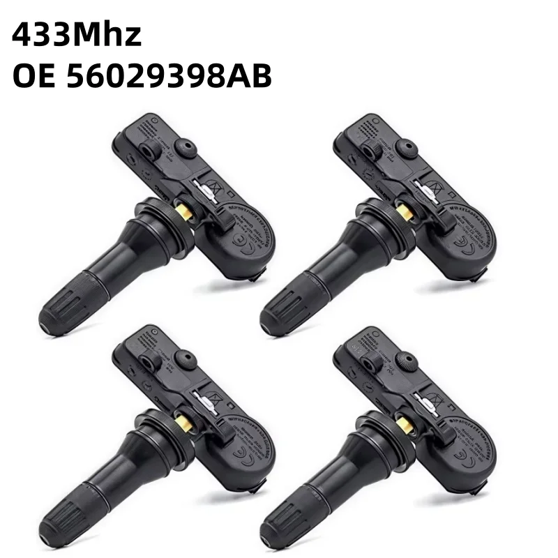 

4pcs 56029398AB TPMS Sensor 433Mhz Tire Compression Monitor, For Chrysler Jeep Dodge Ram