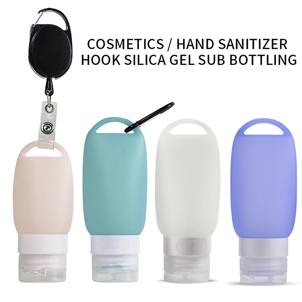 Hi-Récipient cosmétique portable en silicone pour shampoing de toilette, étanche, avec crochet porte-clés