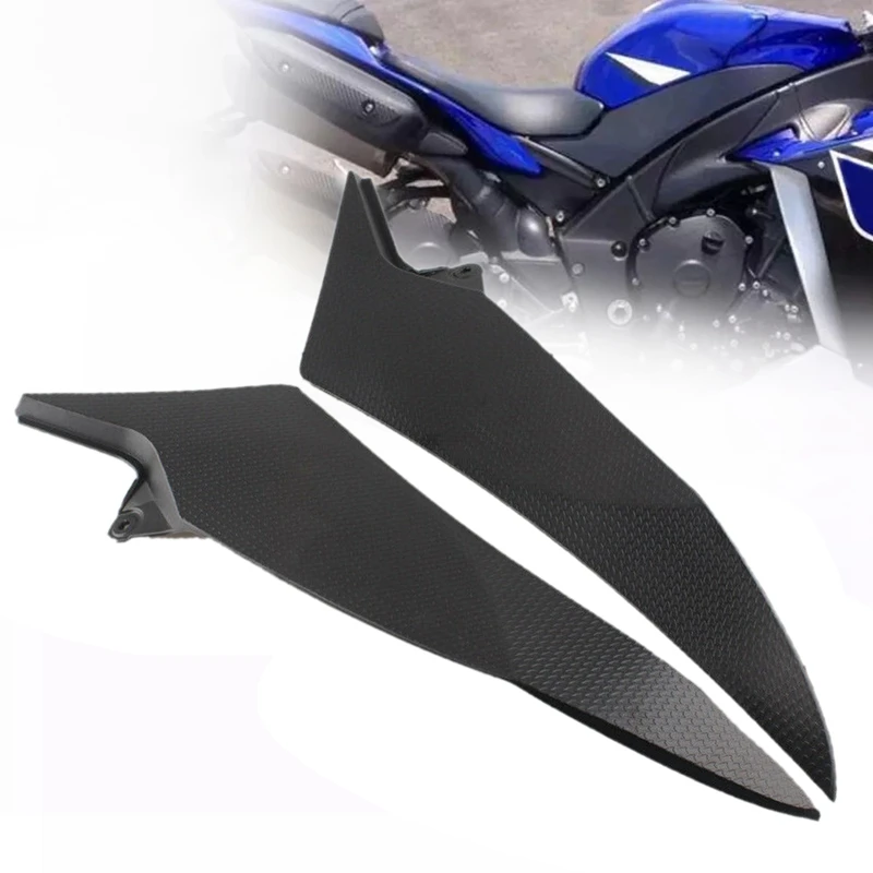 Panel penutup samping tangki Gas hitam sepeda motor Cowl Trim Fairing untuk Yamaha YZF R1 2009-2014 YZF-R1 YZFR1