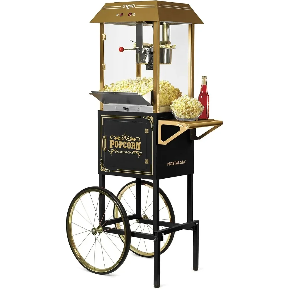 Popcorn Maker Machine - Professional Cart With 10 Oz Kettle Makes Up to 40 Cups - Vintage Popper Popcorn Machine Style - Black