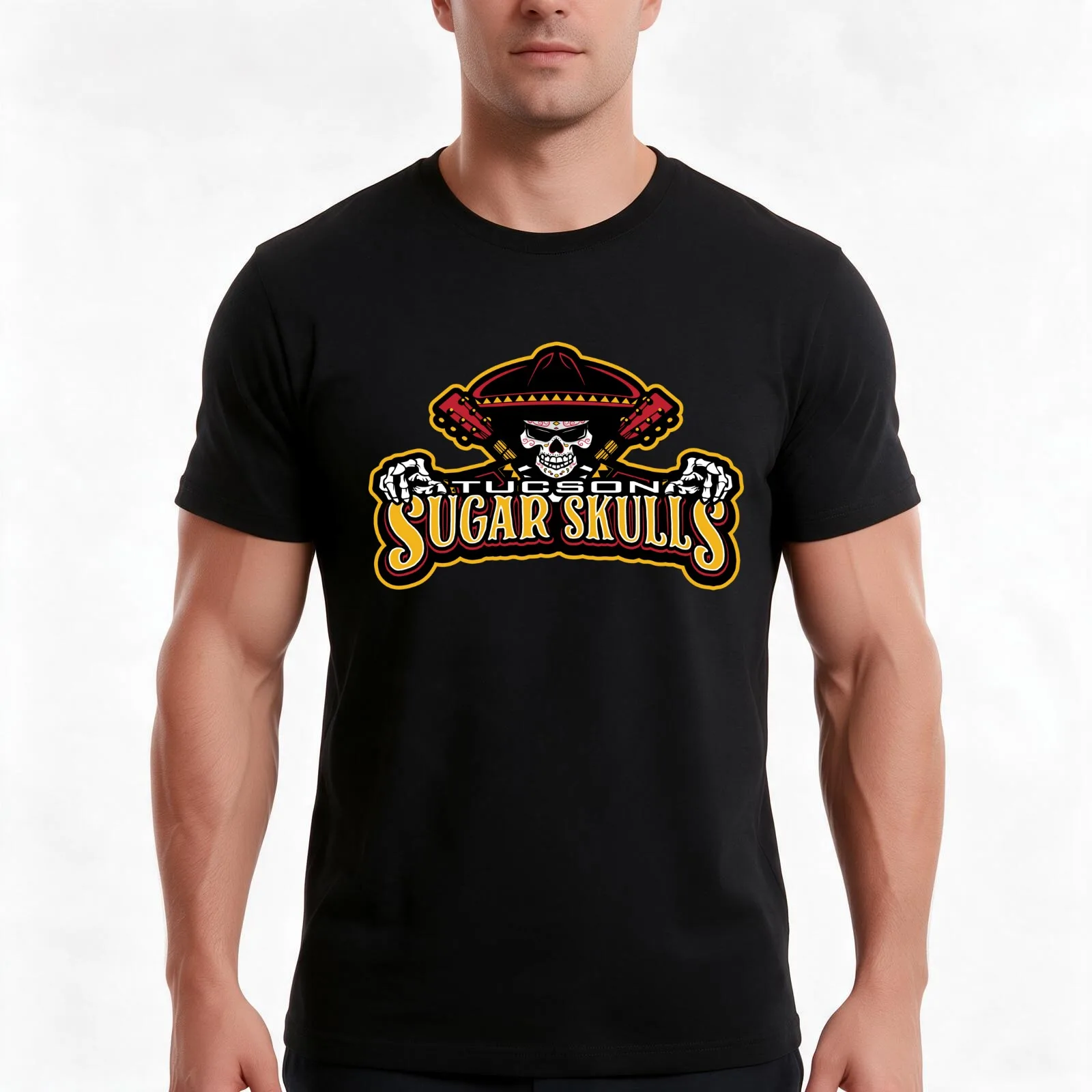 Tucson Sugar Skulls Football T-Shirt Summer Casual Cotton Tee Oversized Streetwear Tops Vintage Graphic Print 100% Cotton