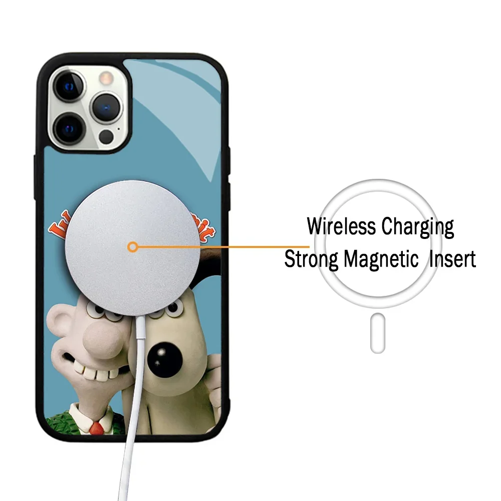 W-Wallaces And G-Gromit Phone Case For IPhone 11 12 13 14 15 Plus Pro Max Mirror Acrylic Cover For Magsafe Wireless Charging