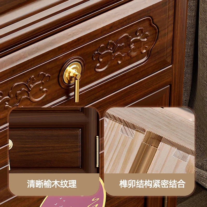 LH safe household anti-theft fingerprint safe new Chinese solid wood bedside table