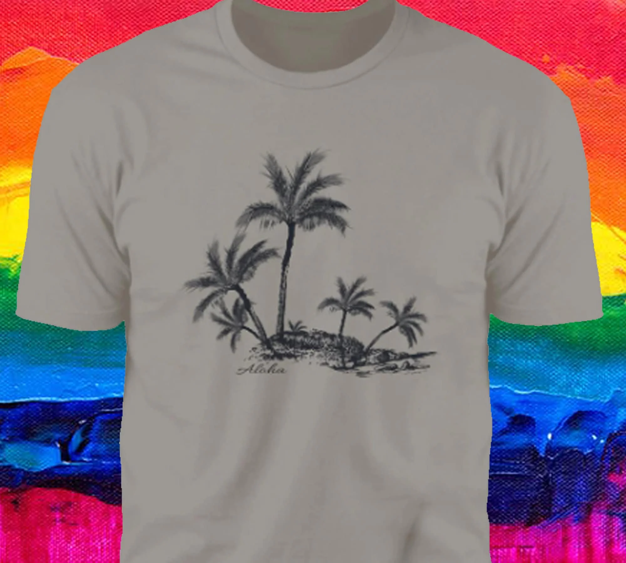 Aloha Hawaii PalmsT T Shirt Closeout