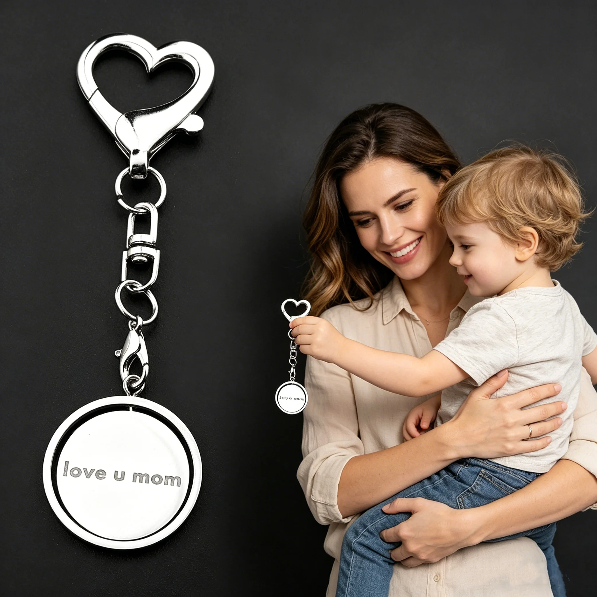 Personalisiertes Geschenk für Mama Papa Herzschloss-Schlüsselanhänger Edelstahl DIY Muttertag LOVE Bedeutungsvoller Taschenanhänger Gravierte Namen Schmuck – Detail 8